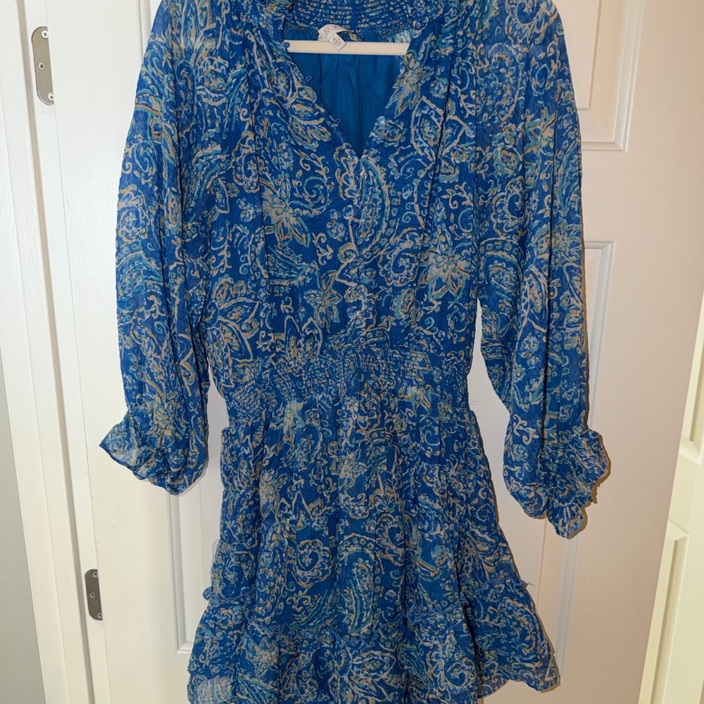 Karlie Blue and Green Paisley Mini Dress